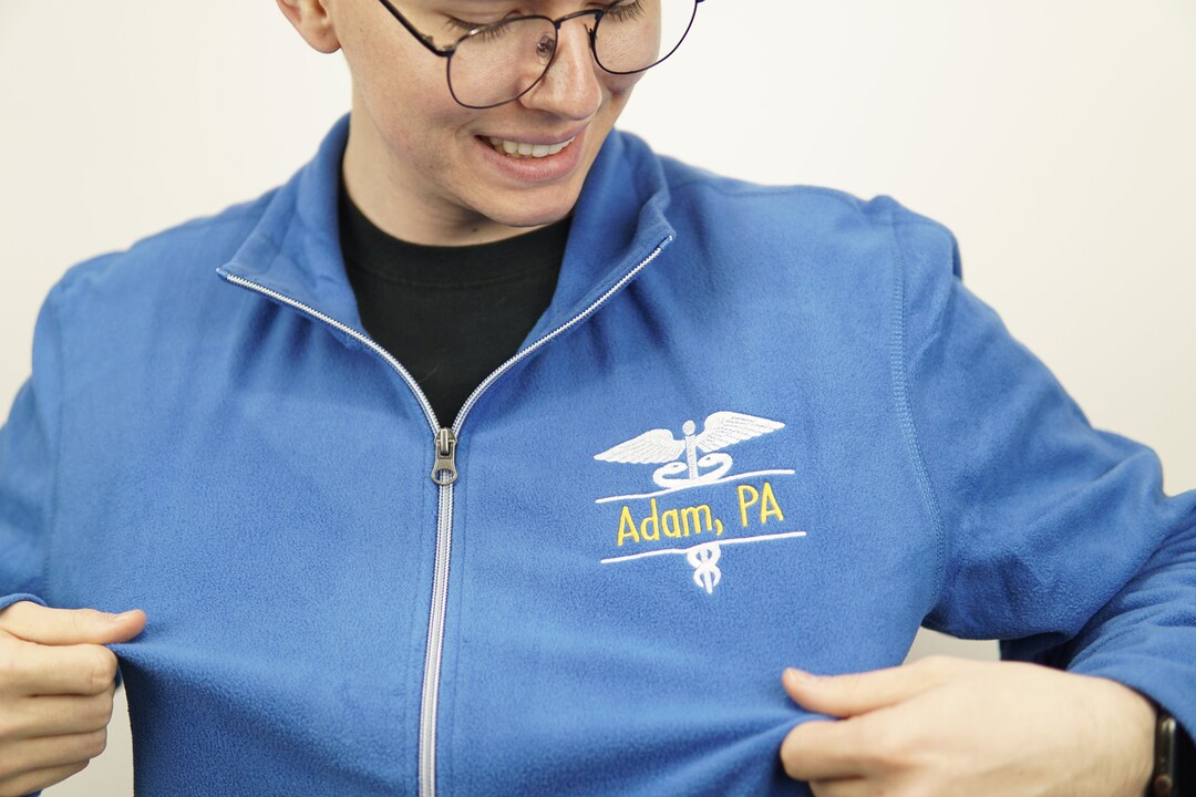Personalized Caduceus Jacket Microfleece Jacket Physician Assistant