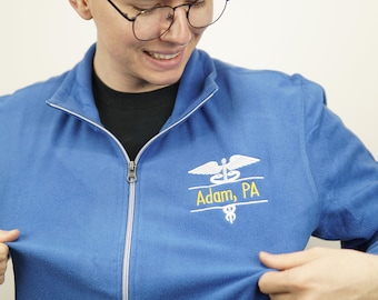 Personalized Caduceus Jacket | Microfleece Jacket | Physician Assistant Jacket | Nurse Jacket with Name | RN LVN CNA Custom Jacket | Medical