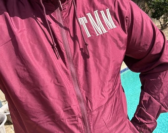 Monogrammed Embroidered Windbreaker | Lightweight Jacket | Wind Breaker | Personalized Jacket | Monogram | Monogrammed Jacket Hooded Jacket