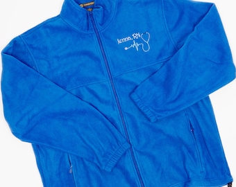 Personalized Nurse Fleece Jacket | Stethoscope Nurse Jacket | Embroidered Jacket | Nurse Jacket | Fleece Jacket | Zip-Up Jacket | Nurse Gift
