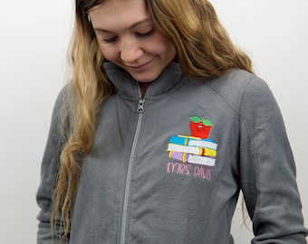 Custom Teacher Microfleece Jacket | Microfleece Jacket | Teacher Jacket | Teacher Jacket with Name | Teacher Gift | Books and Apple Teacher