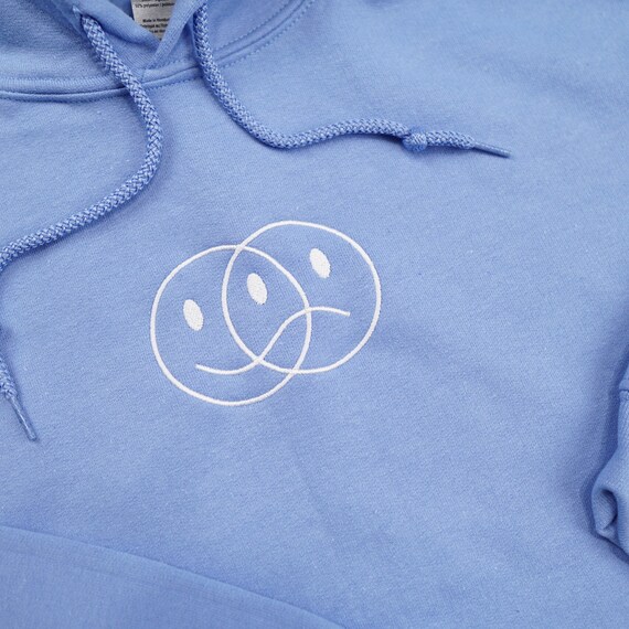 Lightweight Hoodie Frowny Face Hoodie Dual Smiley Face Funny
