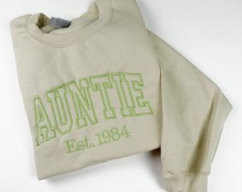 Benutzerdefinierte Tante hergestellt Sweatshirt | Tante besticktes Sweatshirt | Retro Tante Sweatshirt | Rundhals-Sweatshirt | Pullover | Tante
