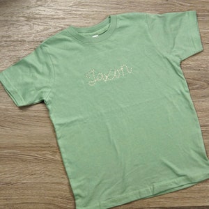 Chain Stitch Effect Toddler Shirt with Name | Toddler Shirt | Embroidered Shirt | Kid Shirt | Kid Shirt with Name | Monogrammed Kid Shirt