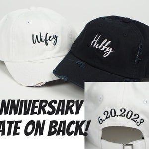 Wifey & Hubby Matching Distressed Dad Hat | Couples Hat | Baseball Cap | Dad Hat | Embroidered Baseball Cap | Embroidered Hat | Anniversary
