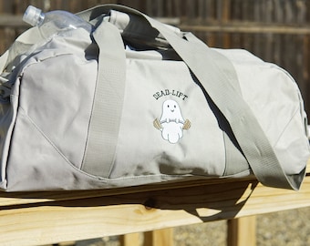 Ghost Dead Lift Duffel Bag | Gym Duffel Bag | Embroidered Duffel Bag | Travel Bag | Gym Bag | Funny Gym Duffel Bag | Duffel Bag