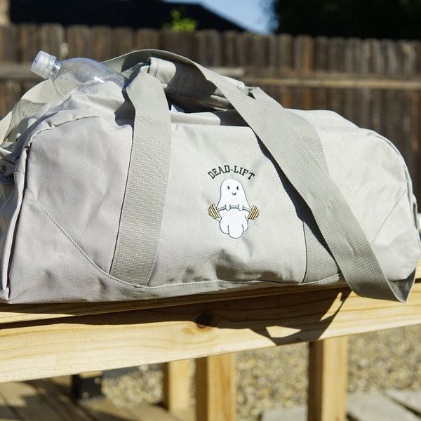 Ghost Dead Lift Duffel Bag | Gym Duffel Bag | Embroidered Duffel Bag | Travel Bag | Gym Bag | Funny Gym Duffel Bag | Duffel Bag