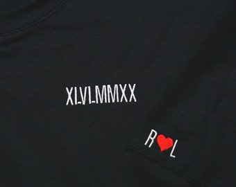 Roman Numerals Anniversary Embroidered Crewneck | Embroidered Sweatshirt | Gift for Significant Other | Anniversary Date Crewneck Sweatshirt