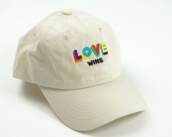 Love Wins Rainbow Dad Hat | LGBTQ+ Pride | Baseball Cap | Dad Hat | Embroidered Baseball Cap | Embroidered Hat | Pride Baseball Cap