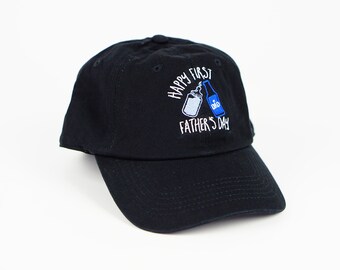 Happy First Father's Day Dad Hat | Father's Day | Baseball Cap | Dad Hat | Embroidered Baseball Cap | Embroidered Hat | Dad Baseball Cap