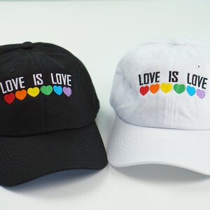 Love Is Love Rainbow Hearts Dad Hat | LGBTQ+ Pride | Baseball Cap | Dad Hat | Embroidered Baseball Cap | Embroidered Hat |  Baseball Cap