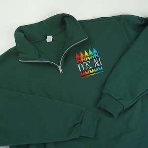 Crayon Personalized Teacher Quarter-Zip Sweatshirt | Embroidered Sweatshirt | Teacher Sweatshirt | Teacher Gift | 1/4 Zip Sweatshirt