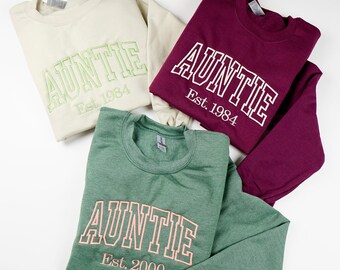 Personalisierte Tante hergestellt Sweatshirt | Tante besticktes Sweatshirt | Retro Tante Sweatshirt | Rundhals-Sweatshirt | Pullover | Tante