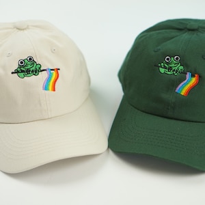 Frog Pride Rainbow Dad Hat | LGBTQ+ Pride | Baseball Cap | Dad Hat | Embroidered Baseball Cap | Embroidered Hat | Pride Baseball Cap
