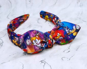 Electric Gamer - Knotted Bow Headband, Hair Accessories, Scrunchie, Gifts For Her, Hair Bow, Christmas Headband, Top Knot Headband