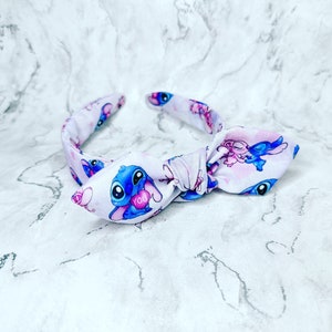 Stitch In Love - Knotted Bow Headband, Hawaiian, Hairband, Scrunchie, Knotband, Fabric Headband, Hair Tie, Sailor Bow, Gift For Her