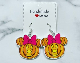 Mrs Mouse Pumpkin Halloween Earrings, Dangle Earrings, Halloween Costume, Pumpkin Earrings, Gifts For Her, Halloween Accessories