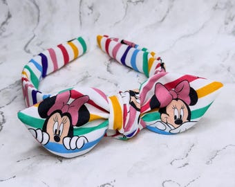 Muisstrepen - hoofdband met geknoopte strik, haaraccessoires, scrunchie, cadeaus voor haar, haarstrik, kersthoofdband, hoofdband met topknoop