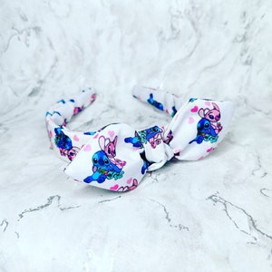 Friends Forever - Stitch Angel Knotted Bow Headband, Hairband, Scrunchie, Knotband, Hair Tie, Sailor Bow, Hair Bows, Gift For Her