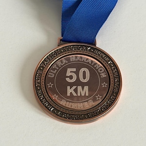 50KM Ultra Marathon Running Sports Medal, Personalised with any text