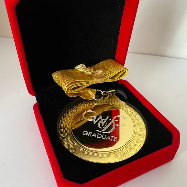 Couronne gravée à pois, médaille d'or dans un étui en velours, cadeau de remerciement pour enseignant, cadeau spécial d'anniversaire, cadeau personnalisé d'entreprise