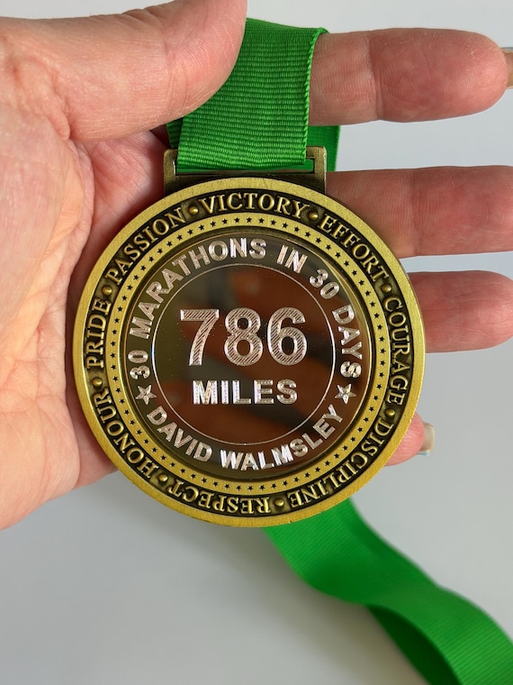 Custom Distance Personalised Running Medal, Engraved With Any