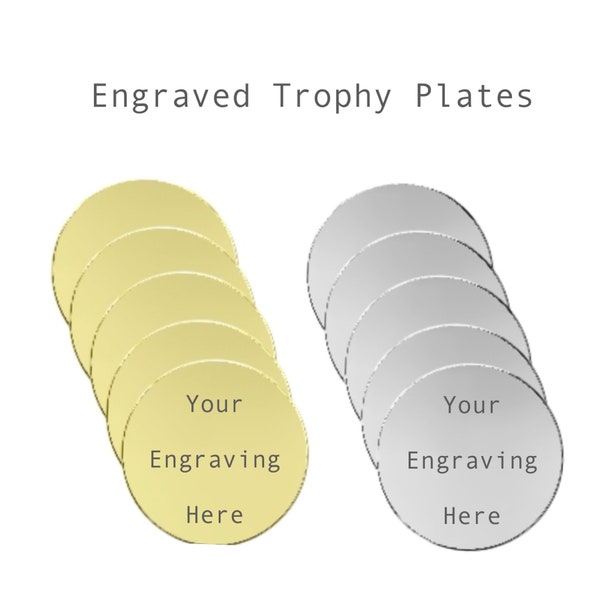Engraved Trophy Plate, Round Disc, Self Adhesive backing, Gold or Silver Aluminium Circle, Various Sizes, 0.5mm depth, Personalise gifts