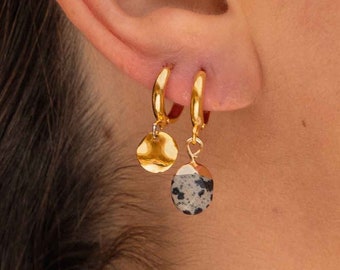 The Droplet Huggies // 24k Gold Plated Textured Hoops // Sleek and Wavy Earrings