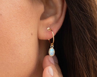 Aura 'Opal' Hoops // 24k Gold Plated // Statement Pendant Earrings // Perfect Layering Piece // Boho Style