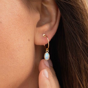 Aura 'Opal' Hoops // 24k Gold Plated // Statement Pendant Earrings // Perfect Layering Piece // Boho Style image 1