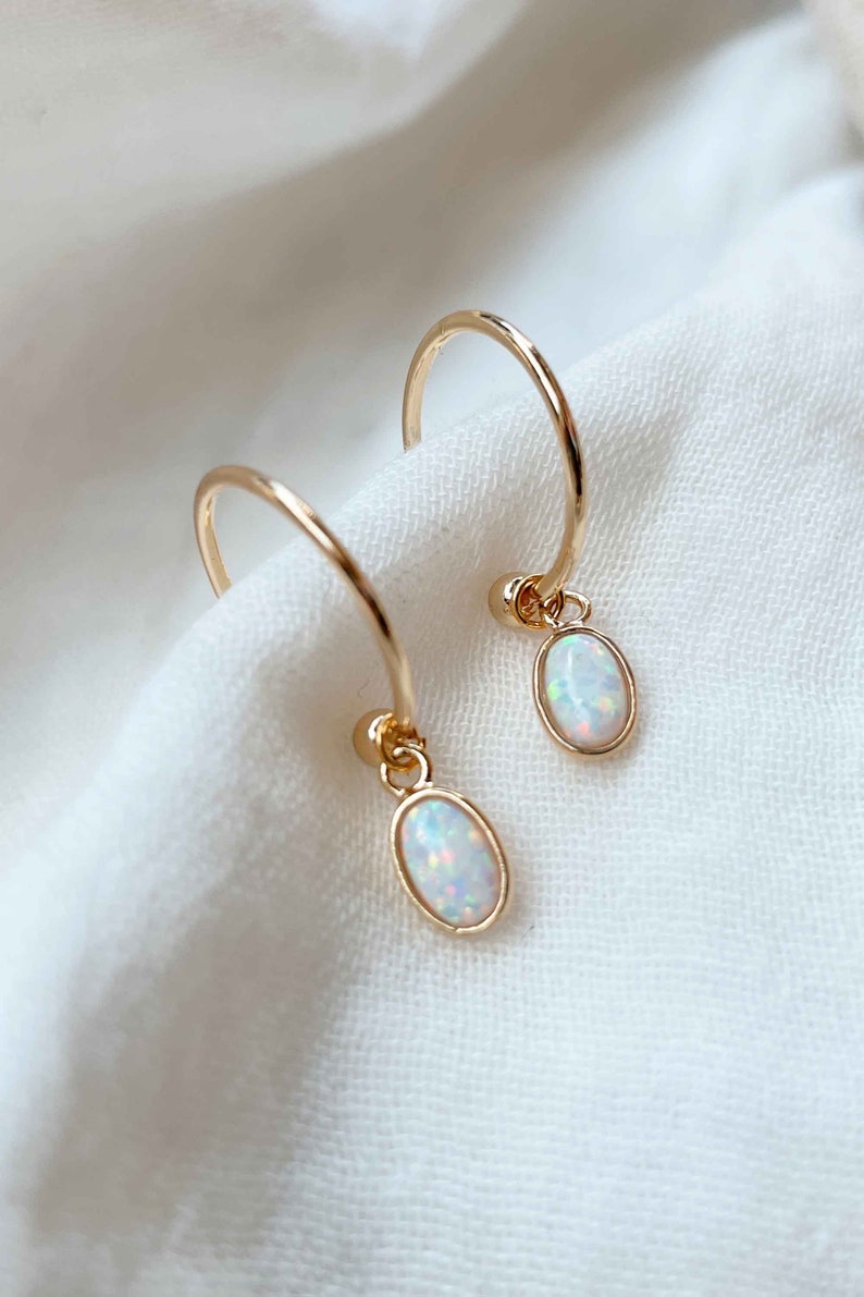 Aura 'Opal' Hoops // 24k Gold Plated // Statement Pendant Earrings // Perfect Layering Piece // Boho Style image 3