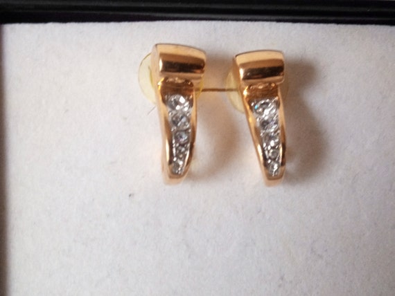 Extravagant 1980s AVON vintage earrings gold plat… - image 1