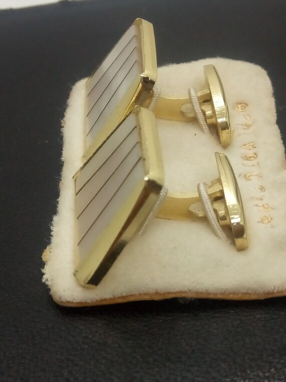 Vintage 1960/70s cufflinks, real gold plated, mot… - image 2