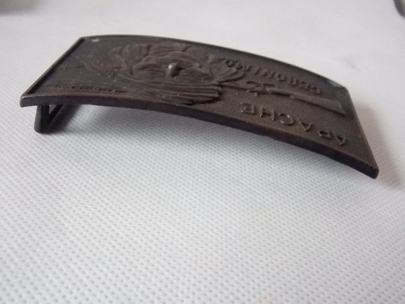 Old bronze vintage belt buckle, unisex, around 19… - image 2