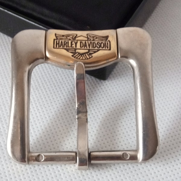Hübscher Bicolor Gürtelschnalle Vintage 1970er ' HARLEY DAVIDSON' unisex rockabilly Accessories. 5,2cm x 5cm! Lovely designer belt buckle