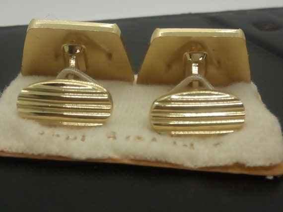 Vintage 1960/70s cufflinks, real gold plated, mot… - image 3