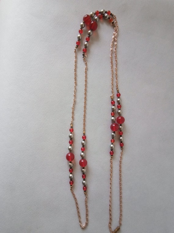 Schöne 1950er Lang Statement Halskette aus Glas, … - image 3