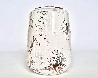 Handmade Ceramic Flower Vase / Modern White Ceramic Vase with Gilding / Eco-Friendly Modern Vase / Home Decor / Birthday Gift