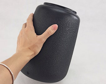 Handmade Black Raku Ceramic Vase: Modern Home Decor