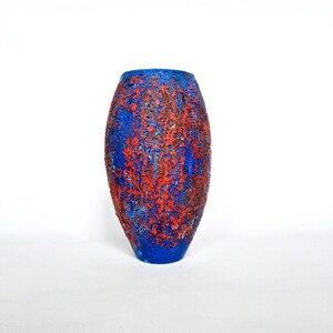 Vase de fleurs en céramique fait main/ Vase en céramique rouge et bleu/ Décoration d'intérieur/ Cadeau d'anniversaire image 6