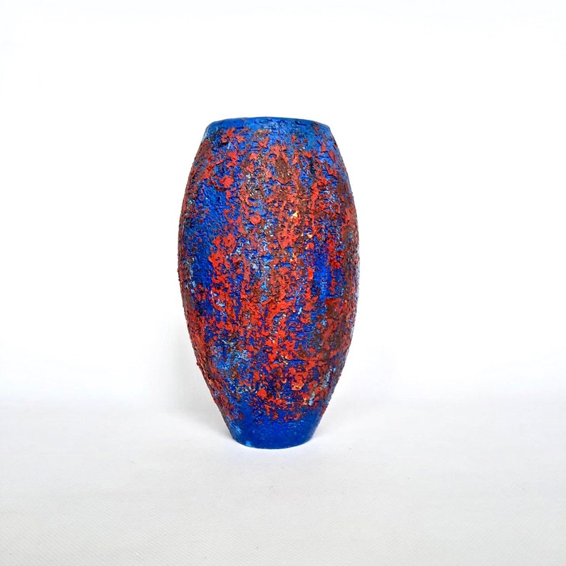 Vase de fleurs en céramique fait main/ Vase en céramique rouge et bleu/ Décoration d'intérieur/ Cadeau d'anniversaire image 8