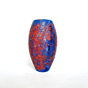 Vase de fleurs en céramique fait main/ Vase en céramique rouge et bleu/ Décoration d'intérieur/ Cadeau d'anniversaire image 1