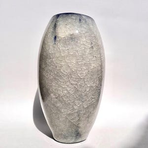 Blue ice vase / Handmade ceramic white and blue flower vase / Clay vase as interior decoration / Birthday gift / Gift for him