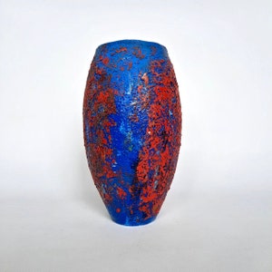 Vase de fleurs en céramique fait main/ Vase en céramique rouge et bleu/ Décoration d'intérieur/ Cadeau d'anniversaire image 2