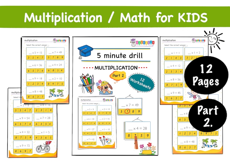 download-multiplication-5-minute-drill-part-2-12-printable-etsy