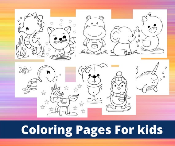 Coloring Pages for Kids Cute Animals 10 Pages Printable