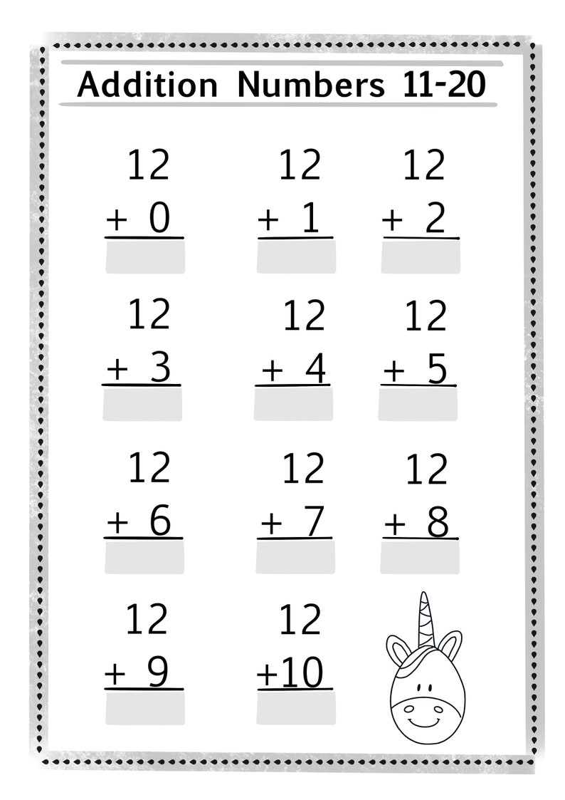 download pdf 20 printable addition worksheets numbers 1 20 etsy