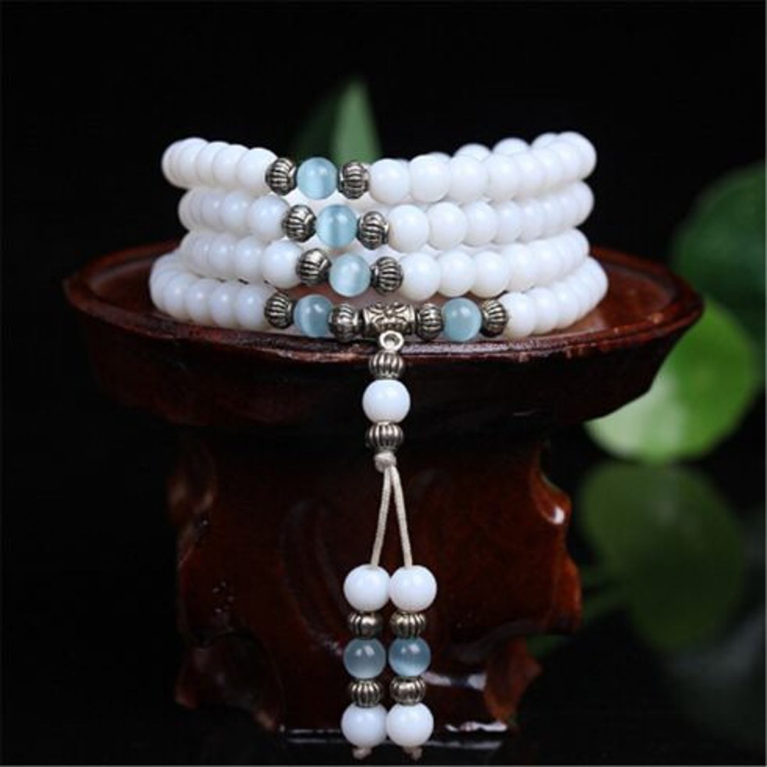 White Jade Amazonite Healing Stone Bracelet-meditation Calming - Etsy