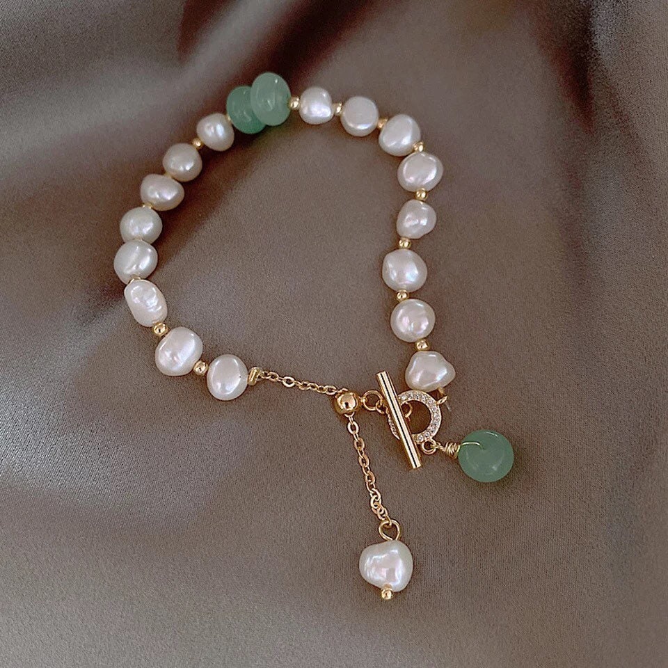 Pearl and Jade Healing Stone Bracelet-Meditation Calming | Etsy