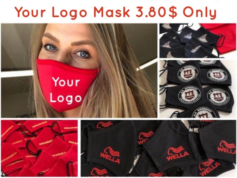50 Custom Logo Face mask Personalized Face Mask Cotton Face Etsy